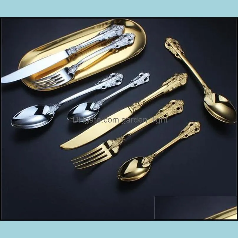 stainless steel tableware set restoring ancient palace series knife fork spoon sets el western style food steak tablewares 37 8dm2