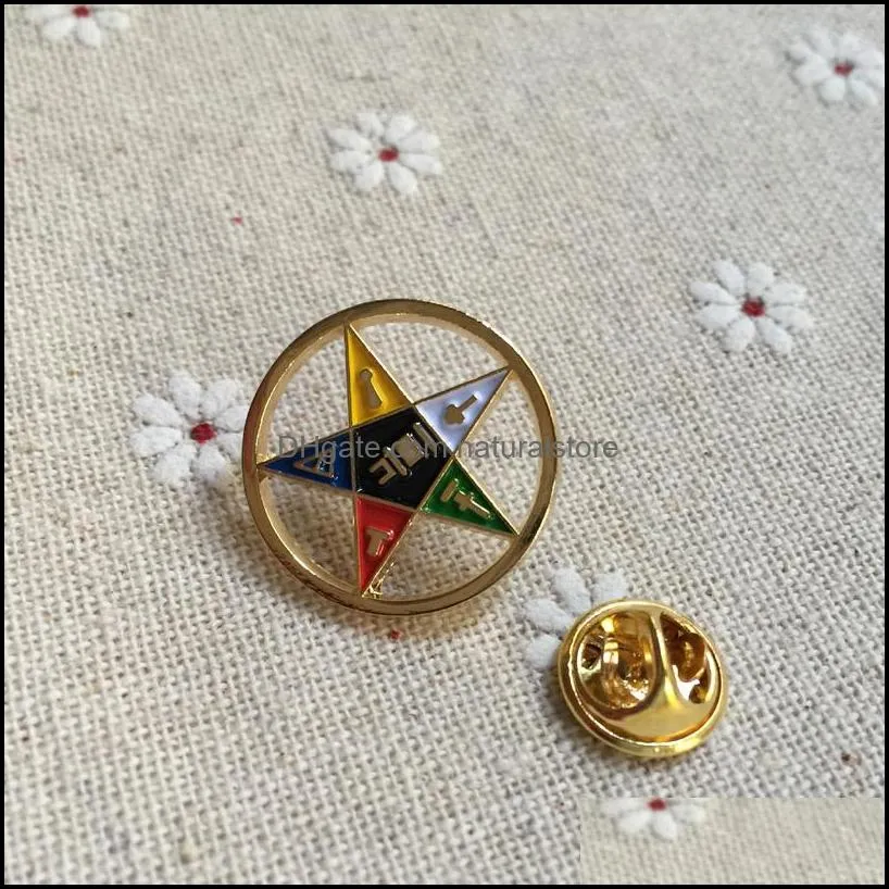 50pcs custom masonary masons lapel pin and brooch souvenir metal craft masonic order of the eastern star cut out badge