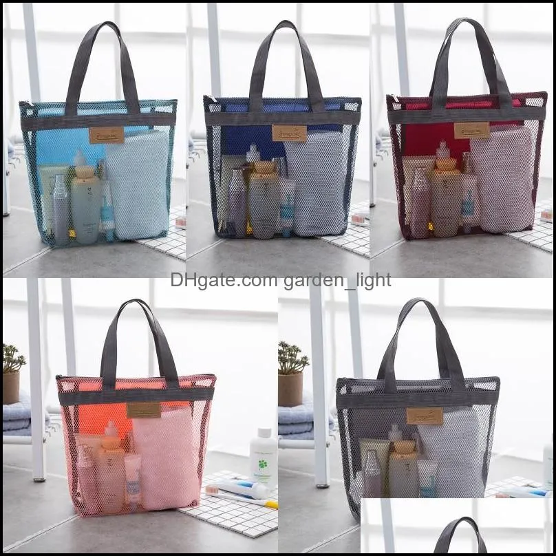 portable mesh transparent toiletry handbag large capacity cosmetic bags outdoor travel beach bag makeup tote bag 1863 v2