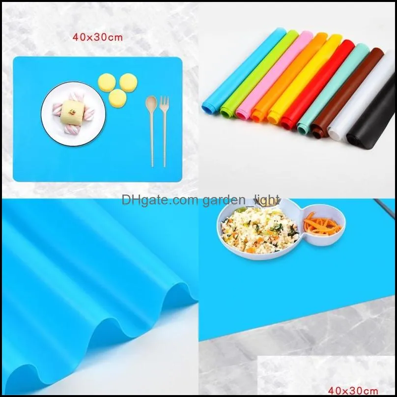 40x30cm silicone table mat children placemat non slip soft square foldable knead dough pad kitchen tool polychromatic 3 6cs