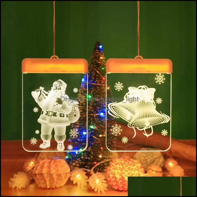 household christmas theme lamp string santa claus pattern led family indoor decorate energy saving 3d coloured lights arrival 9cy