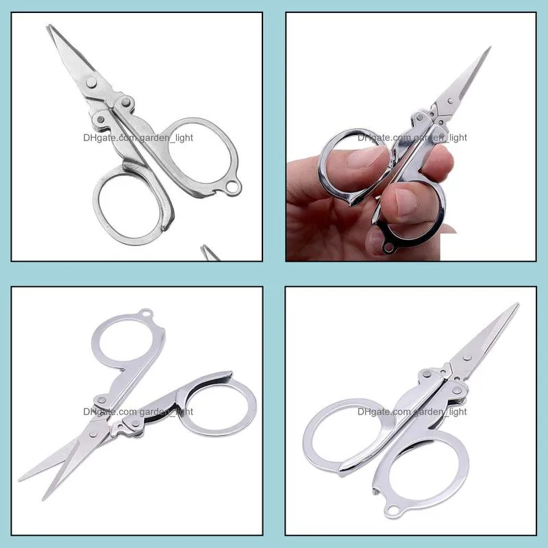 portable folding scissors mini folding foldable scissors travel scissor color silver utility hike stainless steel tool sn3619