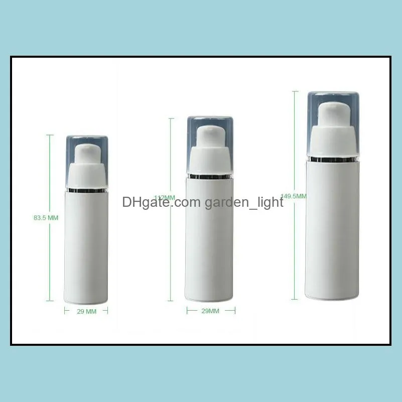 15ml 30ml 50ml white airless pump bottle travel refillable cosmetic skin care cream dispenser pp lotion packing container sn2031