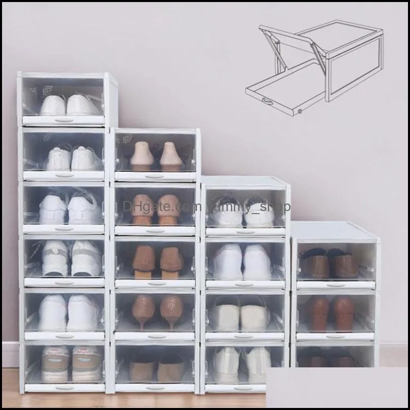 thicken plastic sport shoes dustproof storage boxes transparent sneaker stackable organizer domestic box exhibition cabinet wll990