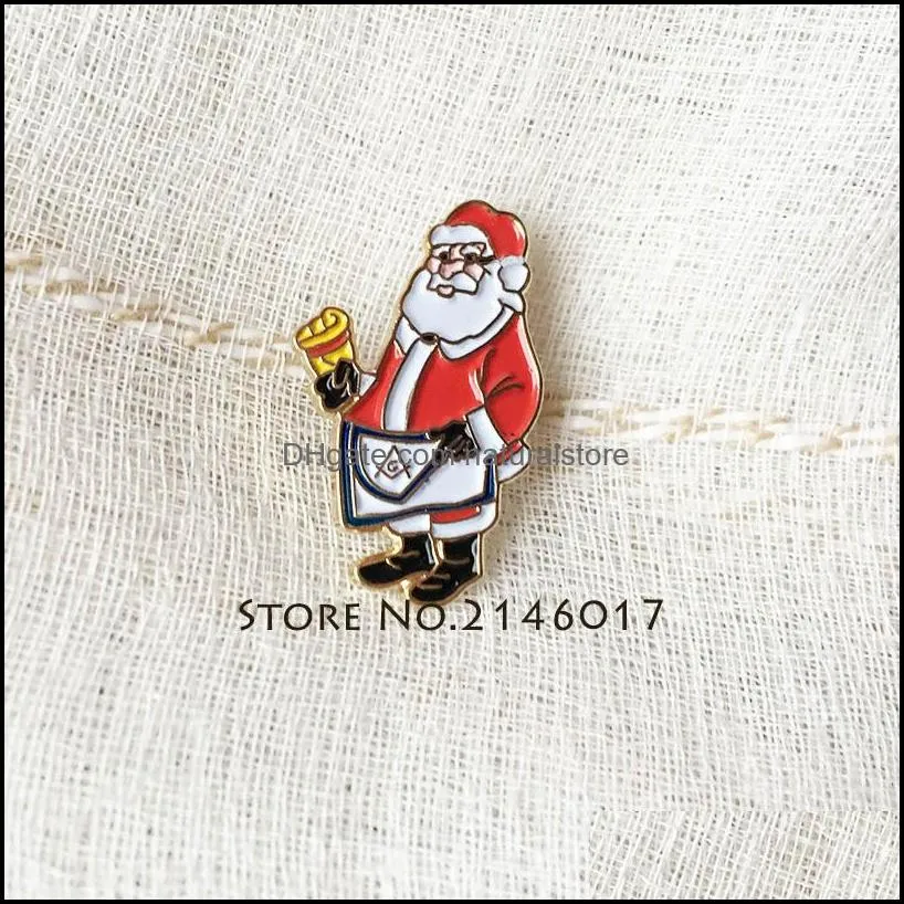100pcs custom enamel metal pins brooch master apron lapel pin santa masonic christmas badge mason mason cartoon xmas men
