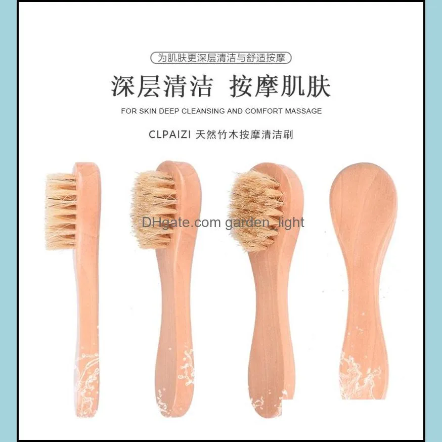 face cleansing brush for facial exfoliation natural bristles exfoliating face brushes for dry brushing with wooden handle lx2781 583