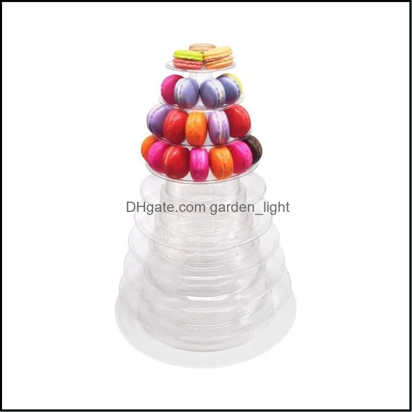 6 layer high quality macarons display tower pvc macaron tower stand fondant cake stand wedding cake decorating tool 1993 v2