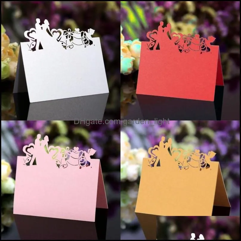 hollowed lace card wedding party decorations table cards love heart gift seat cards beautiful desk blank name 0 25ym g2