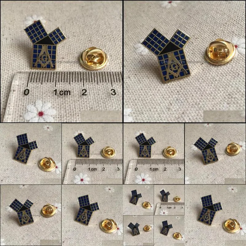 100pcs euclids 47th problem pythagorean tie tack brooches and pins badge theorem masonic metal blue lodge lapel pin