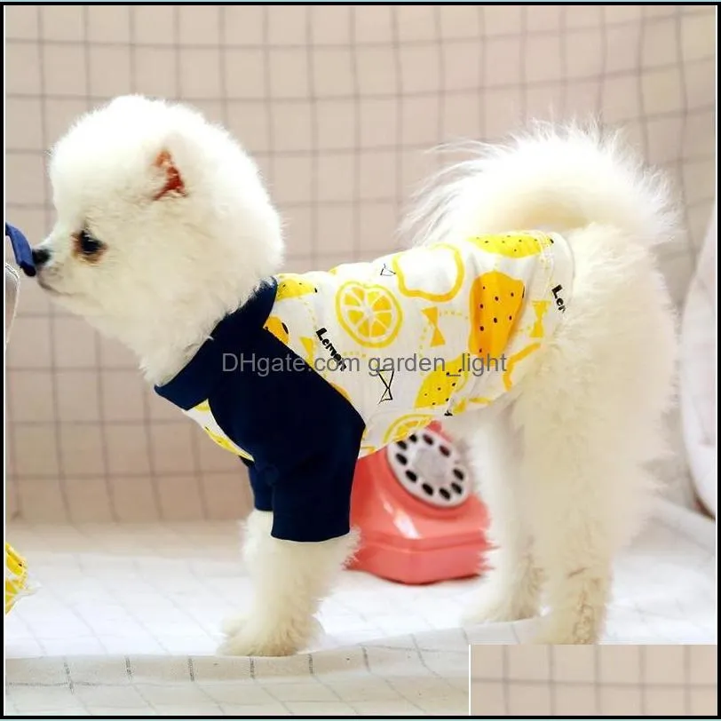 lovely pet skirt yellow lemon dog apparel tshirts animals clothes originality dress smock walking small dogs wearing pets supplies 15jq