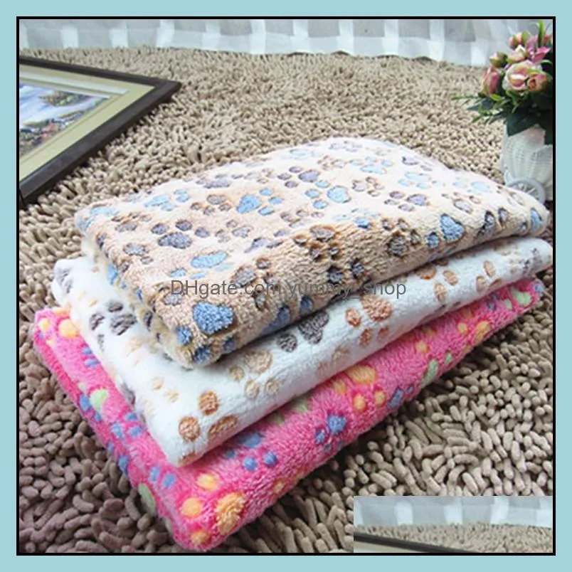 dog blanket pet throws pets flannel blankets kennels super soft fluffy premium fleece dogs paw print mat puppy cat 3 colors wll749