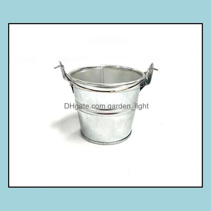 sliver color galvanized mini pails mini bucket candy chocolate boxes favors for wedding party 5.3x6cm sn1863