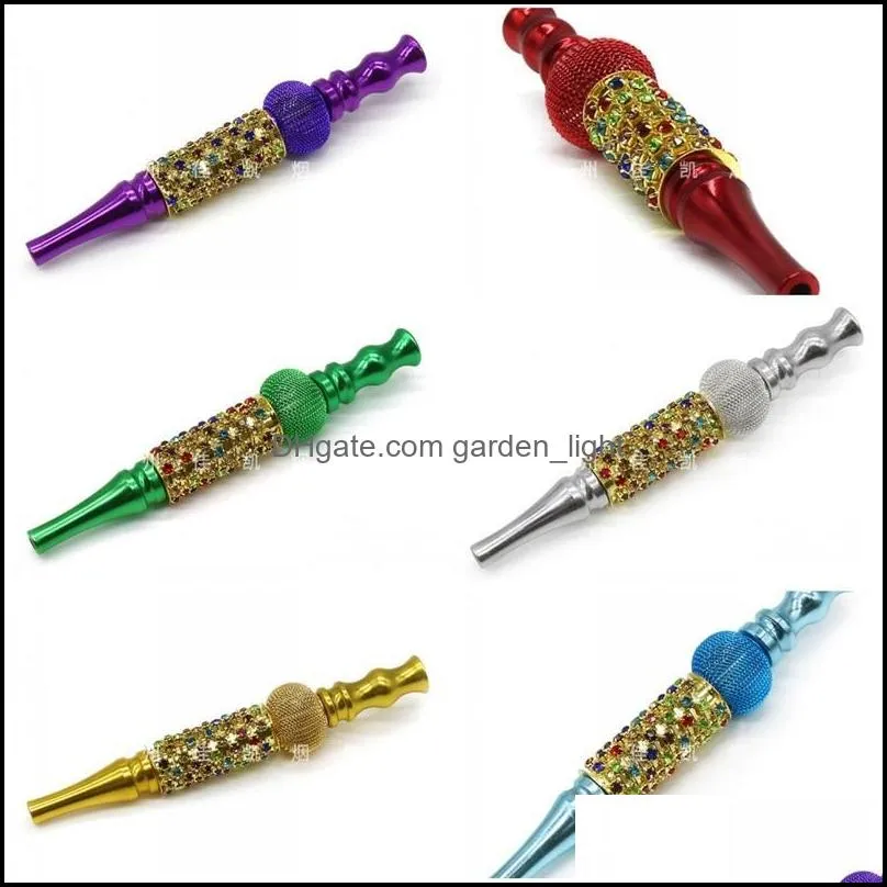 shining gorgeous hookah rhinestonetools filter hookahs tips metal smoking pipes vintage cigarette holders multi color options 13jk f2