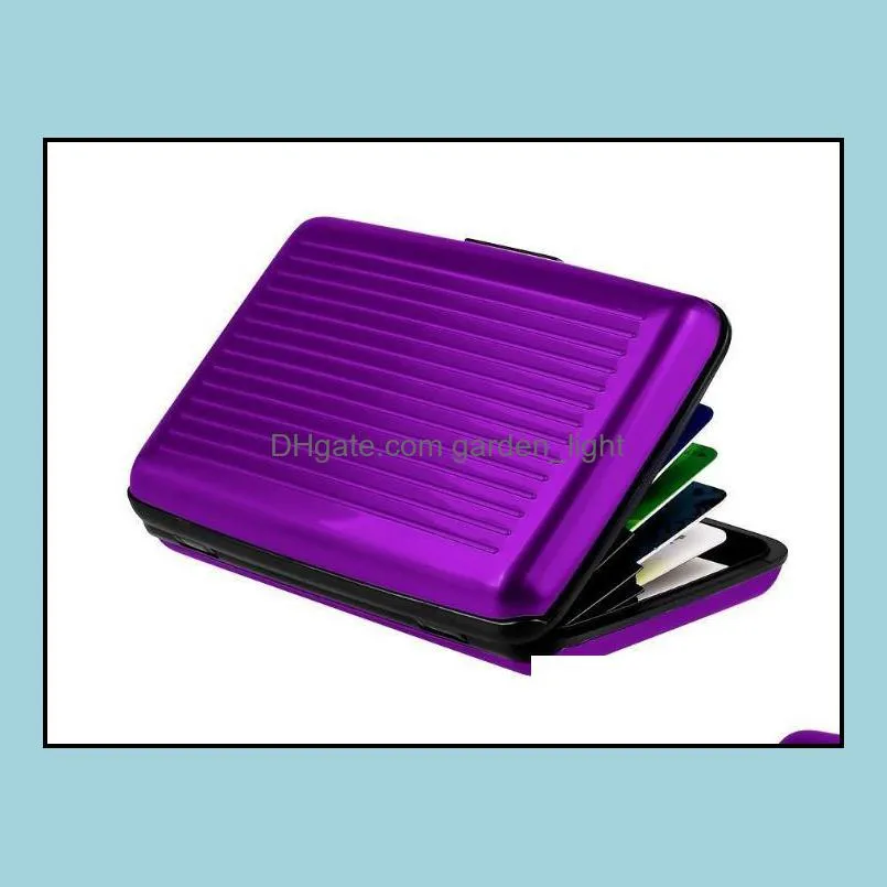 aluminum alloy mini briefcase card holders upscale stripe water resistant aluma wallet colorful card cover case sn644