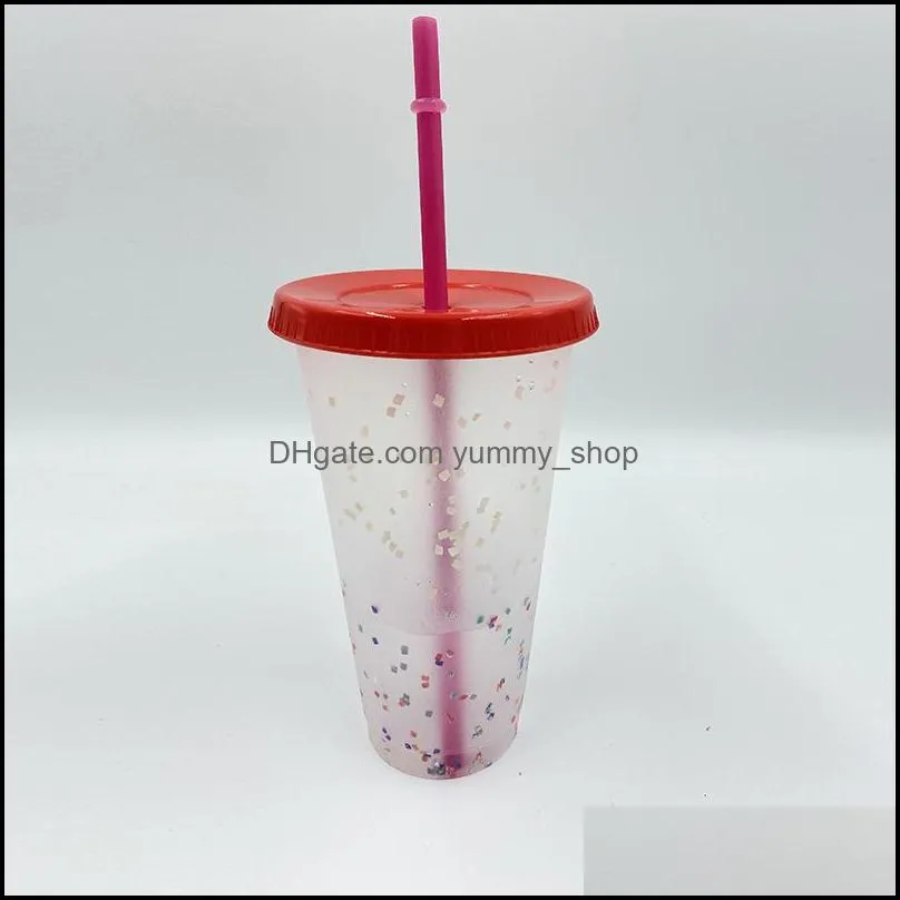 stardad color changing cups tumbler change in the cold confetti mugs 24oz 710ml plastic tumblers reusable clear drinking flat bottom pillar shape lid straw
