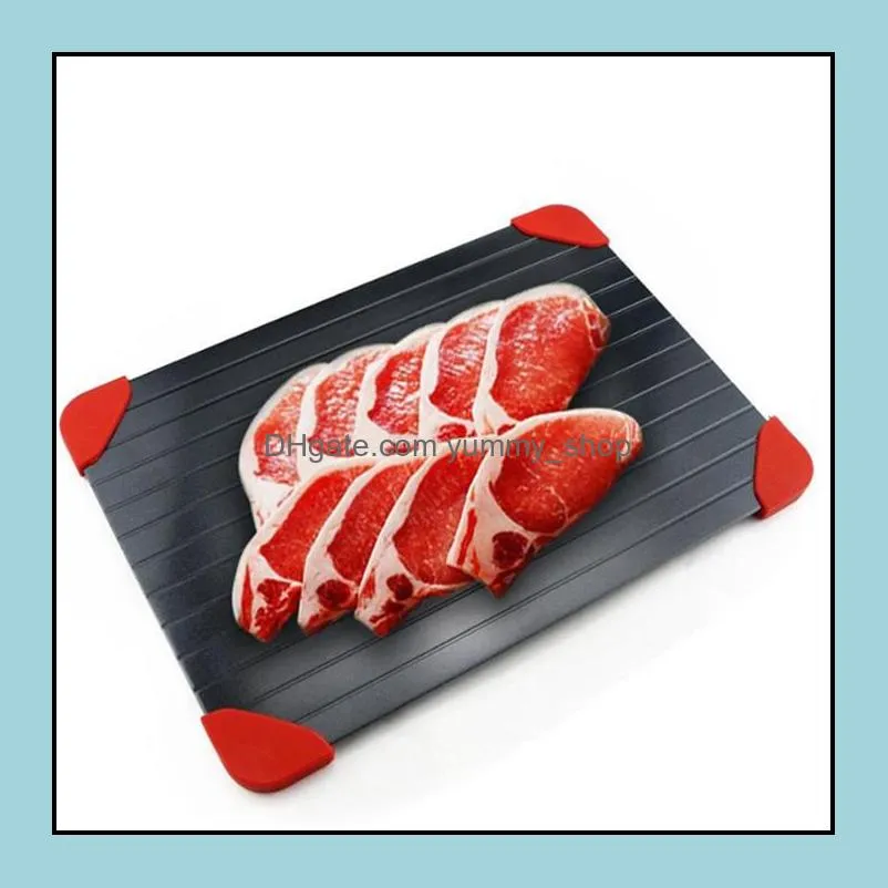 fast defrosting tray food meat fruit fast defrosting plate board quickly thaw frozen food kitchen tools with silicone legs edges pad