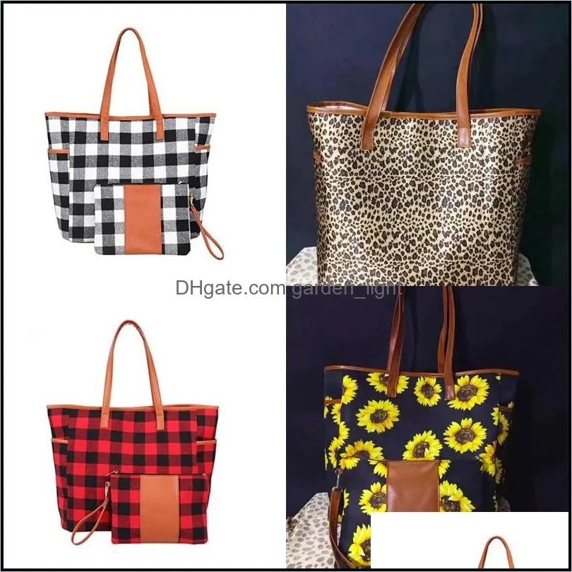 leopard print single shoulder bag sun flower travel black white lattice printing splicing handbag travel 2020 fashion 48cw uu