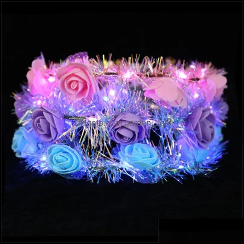 luminous wreaths led luminescence flowers headwear golden color silk with garland flash hair hoop arrival 2 2jp l1