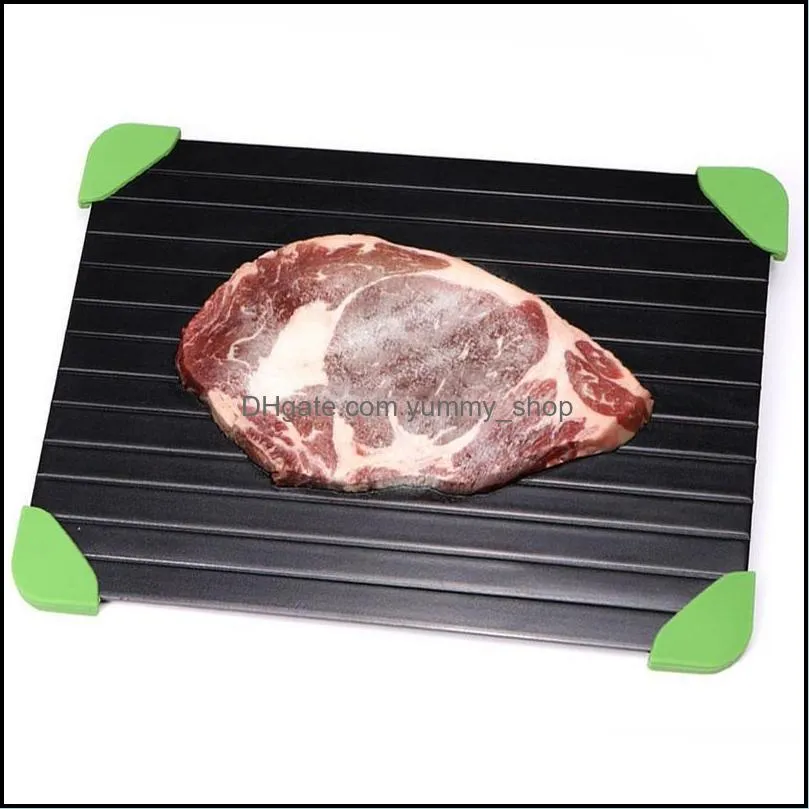 fast defrosting tray food meat fruit fast defrosting plate board quickly thaw frozen food kitchen tools with silicone legs edges pad
