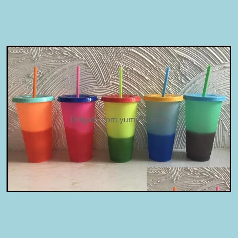 cold corlor change mug food tumblers grade pp magic thermosensitive cups creative gift kids cup with lid and straw foods 700ml