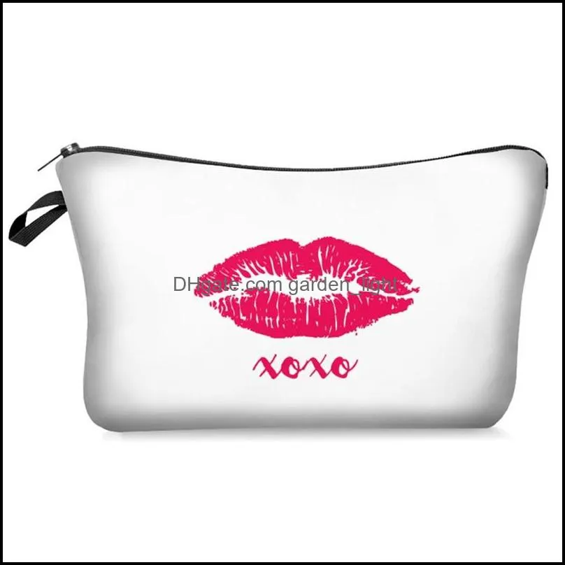 polyester lip digital printing handbag multi design womens makeup storage fashion cosmetic pouch toiletry portable bag arrival 6mb