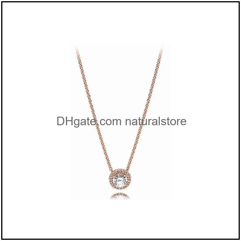 genuine s925 sterling silver fit pandora couple necklace rose gold classic elegant necklace set diy heart love heart blue crysta charm for beads