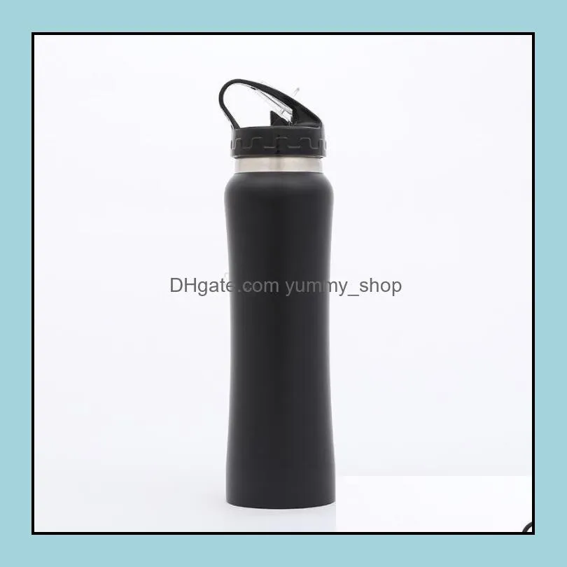 stainless steel vacuum cup water bottle straw cup lid integrated water bottle coffee beer mugs pure color tumblers wy350w