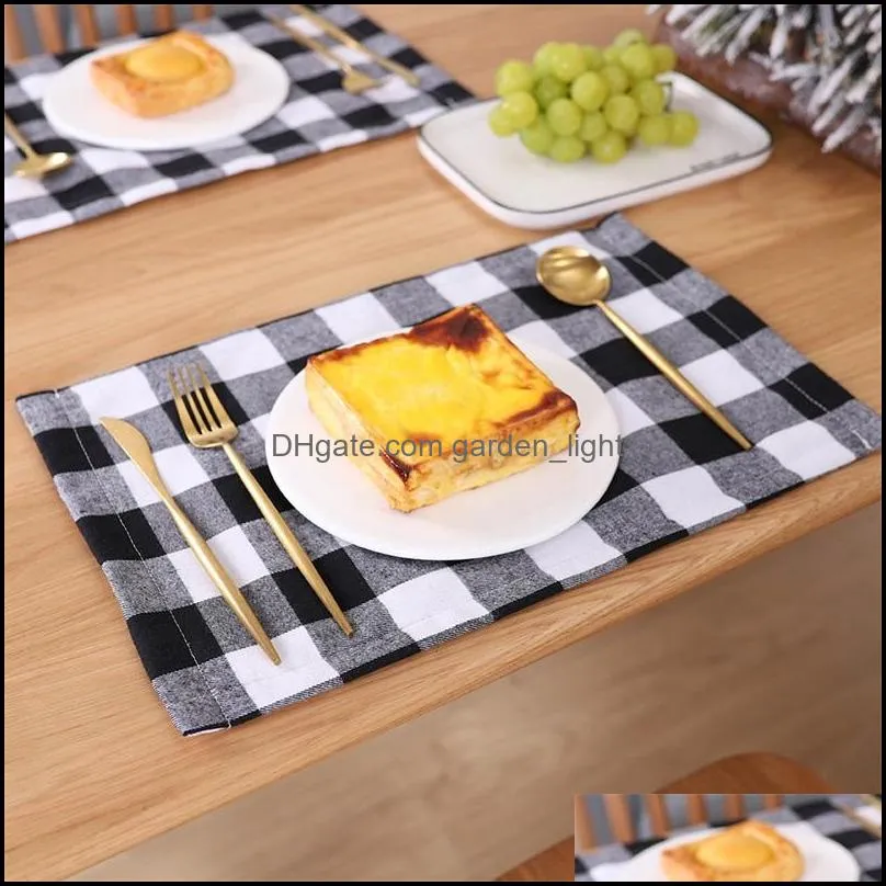 festival party decoration table placemat red black white blacks plaid tablecloth mat christmas thanksgiving day cutlery pad 4 2jh
