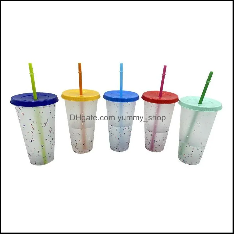 stardad color changing cups tumbler change in the cold confetti mugs 24oz 710ml plastic tumblers reusable clear drinking flat bottom pillar shape lid straw