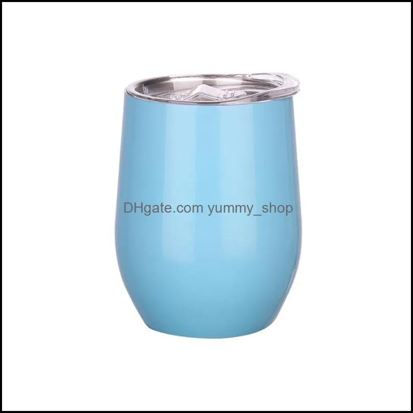 12oz wine tumbler mugs double wall egg shape cups stainless steel tumblers with lid insulated glasses wedding favors wllyfa2717