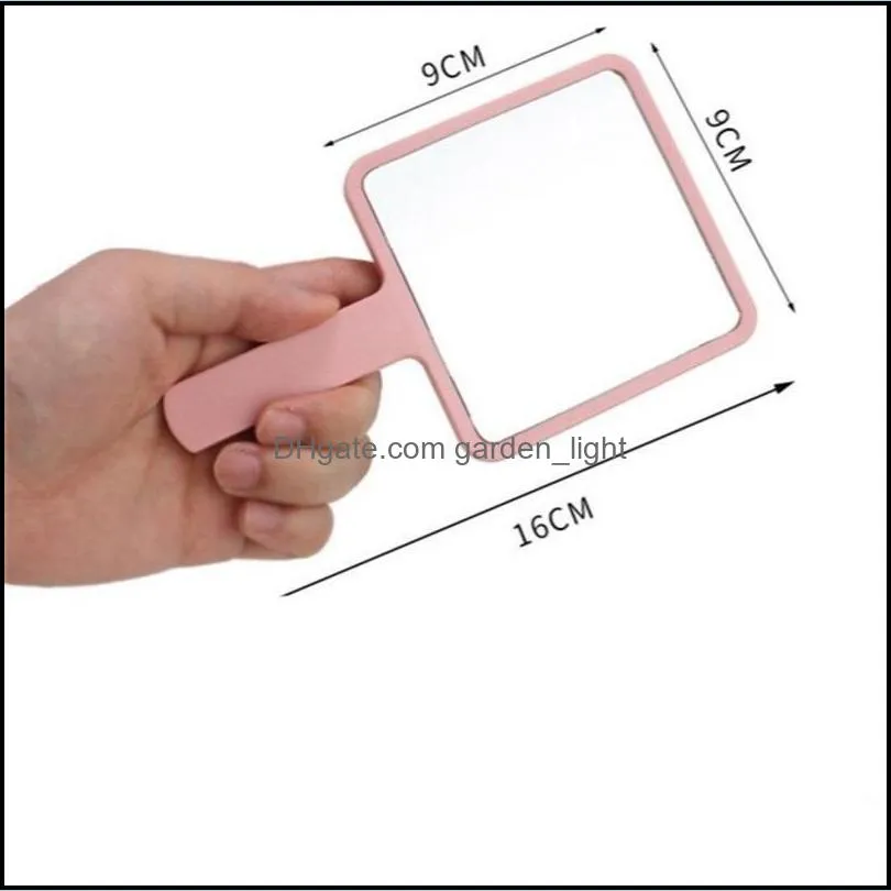 plastic square handle mirrors make up hand holdable glass multi color mirror home makeup decoration fashion 4ch g2