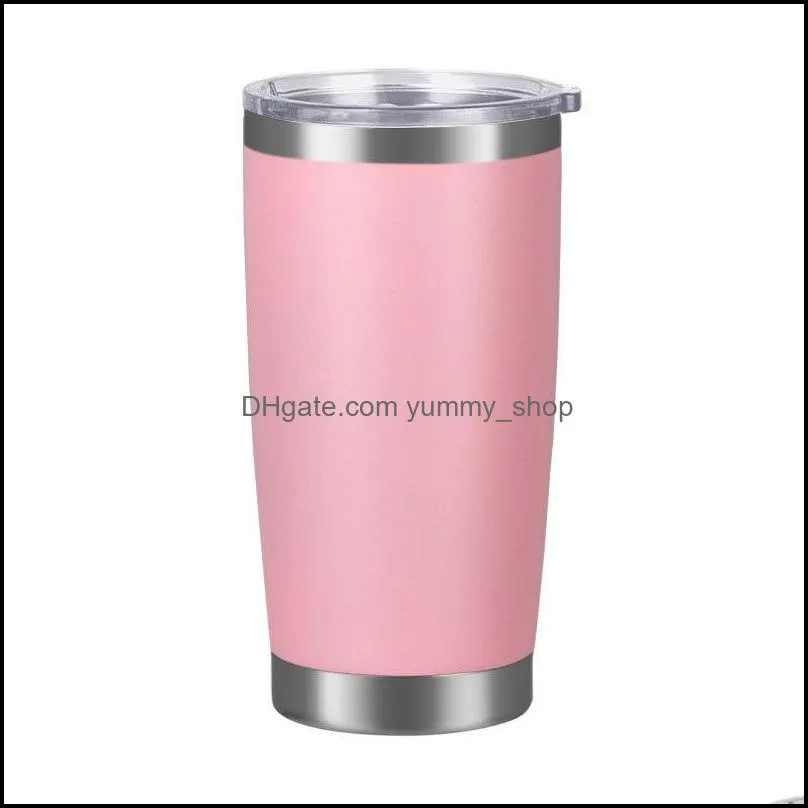 20oz car tumbler mug stainless steel wine tumbler with seal lid beer mug insulated drink water bottle beer coffee cup yfab2698