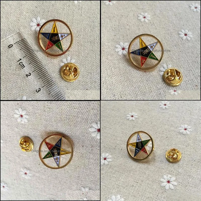 50pcs custom masonary masons lapel pin and brooch souvenir metal craft masonic order of the eastern star cut out badge