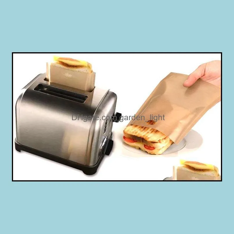 2018 ptfe sandwich toasters bread cake bag reusable non stick baking bag barbecue microwave oven fries heating bag bbq bags 16x16.5cm