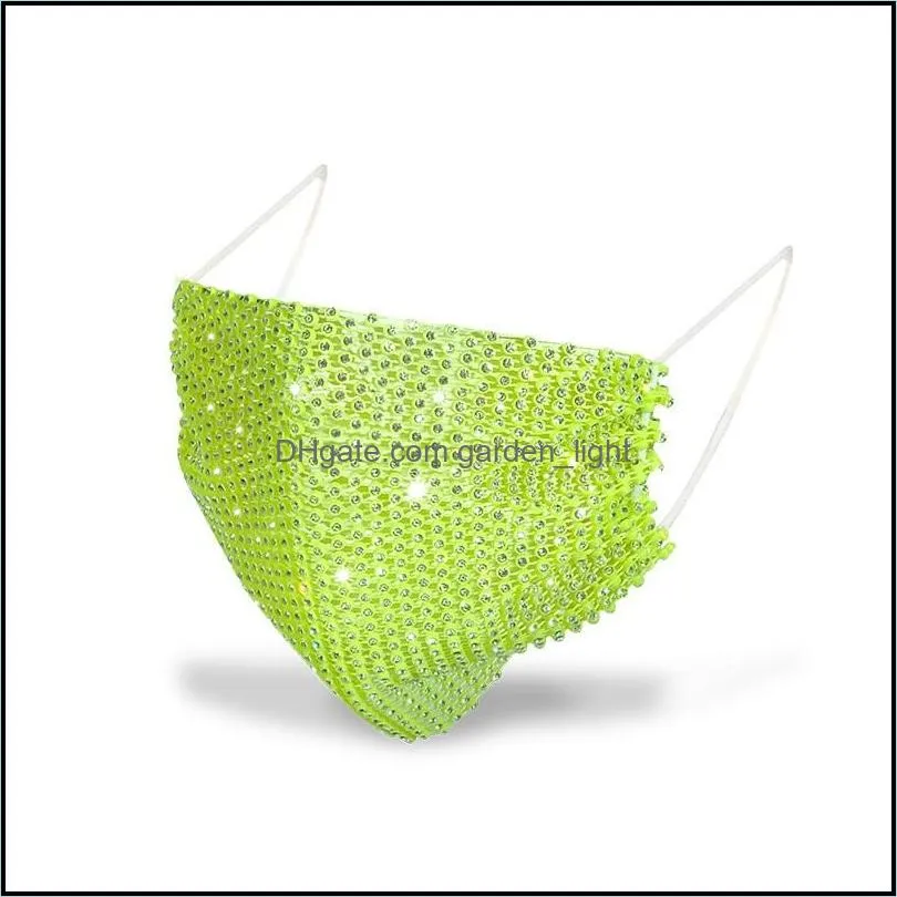 us stock 50pcs fashion colorful mesh masks bling diamond party mask rhinestone grid net mask washable sexy hollow mask for women 390