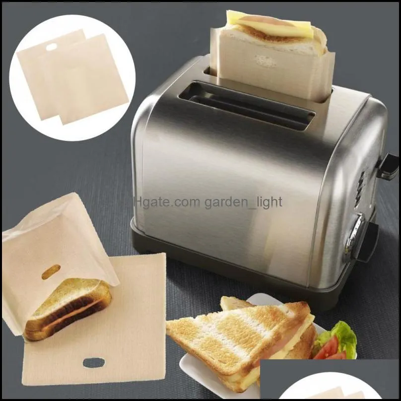 2018 ptfe sandwich toasters bread cake bag reusable non stick baking bag barbecue microwave oven fries heating bag bbq bags 16x16.5cm