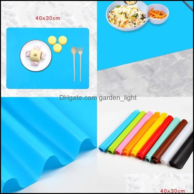 40x30cm silicone table mat children placemat non slip soft square foldable knead dough pad kitchen tool polychromatic 3 6cs