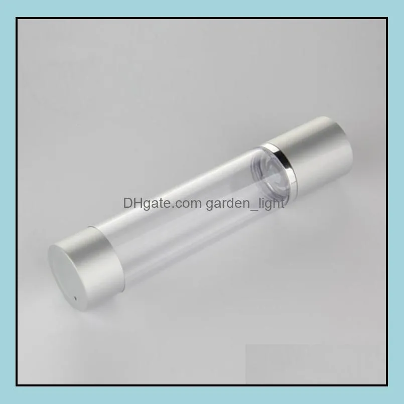  30ml refillable vacuum containers airless lotion pump bottle with silver pump aluminum over cap sn1267