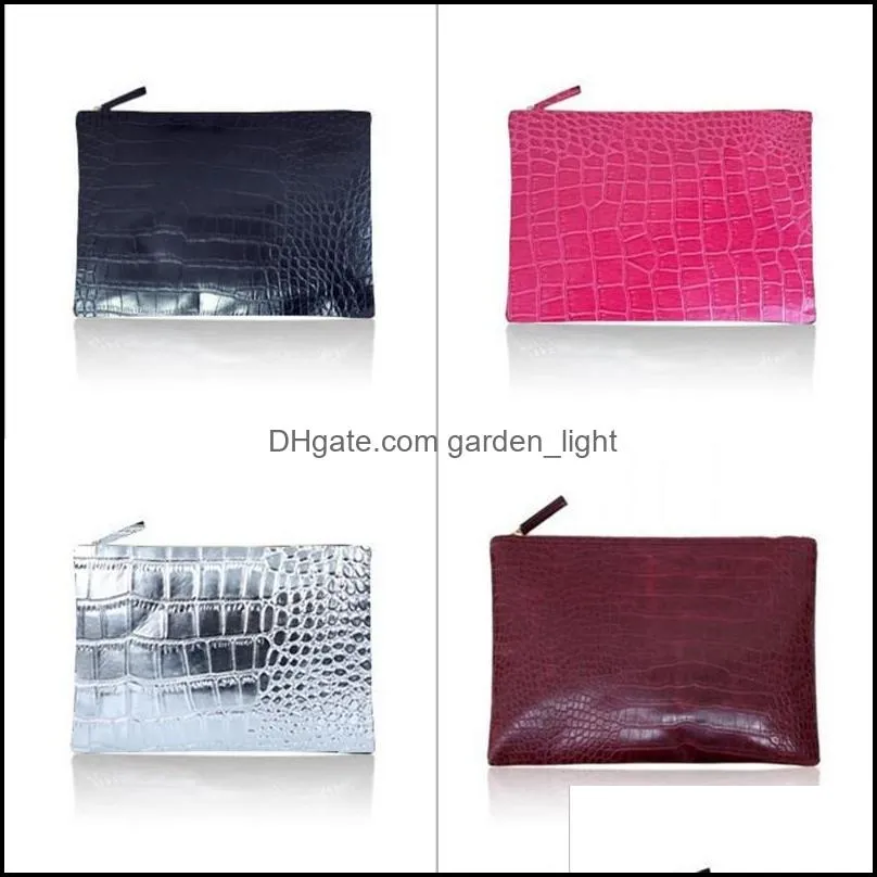 fashion women storage pouch faux leather alligator pure color outdoor envelope handbags storage pouch high quality 11cw e1