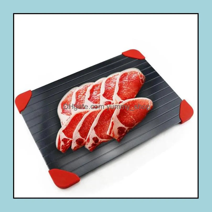 fast defrosting tray food meat fruit fast defrosting plate board quickly thaw frozen food kitchen tools with silicone legs edges pad