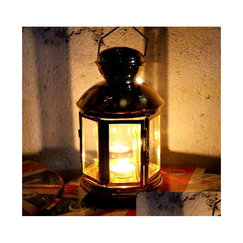hanging lantern candle holder hollow holder tealight candlestick vintage golden moroccan