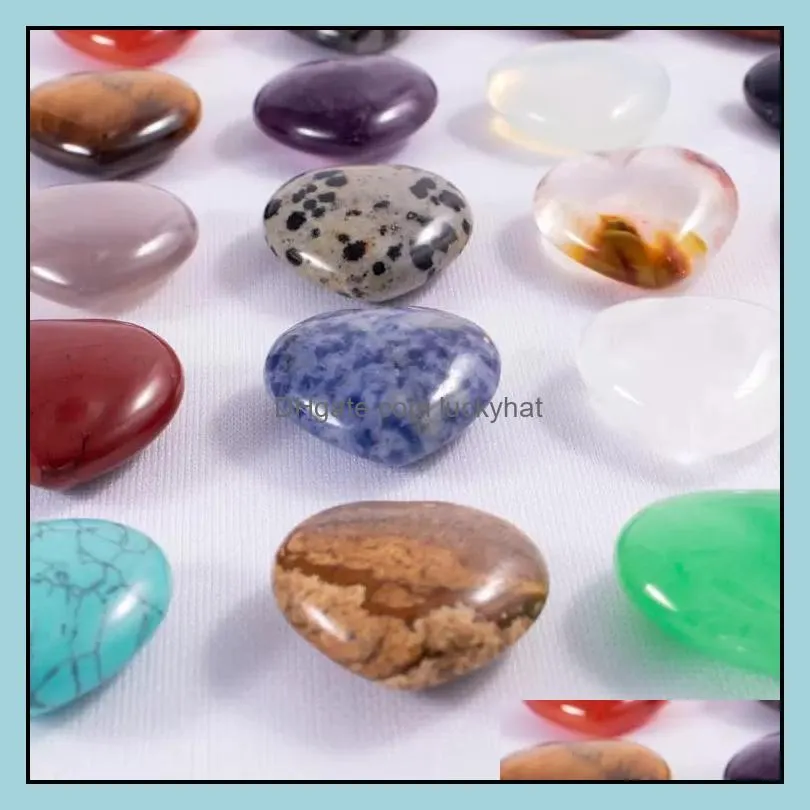 25mm love heart natural crystal stone craft ornaments quartz healing crystals energy reiki gem living room decoration