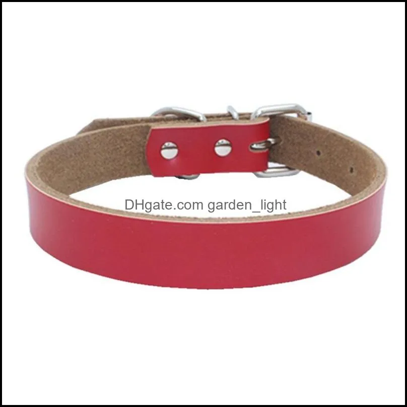 retail pet collars genuine leather plain pet dog puppy collar for small and medium dogs1 672 r2