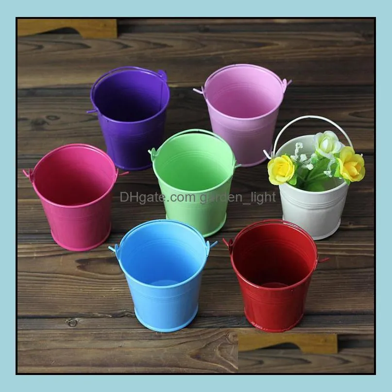 sliver color galvanized mini pails mini bucket candy chocolate boxes favors for wedding party 5.3x6cm sn1863