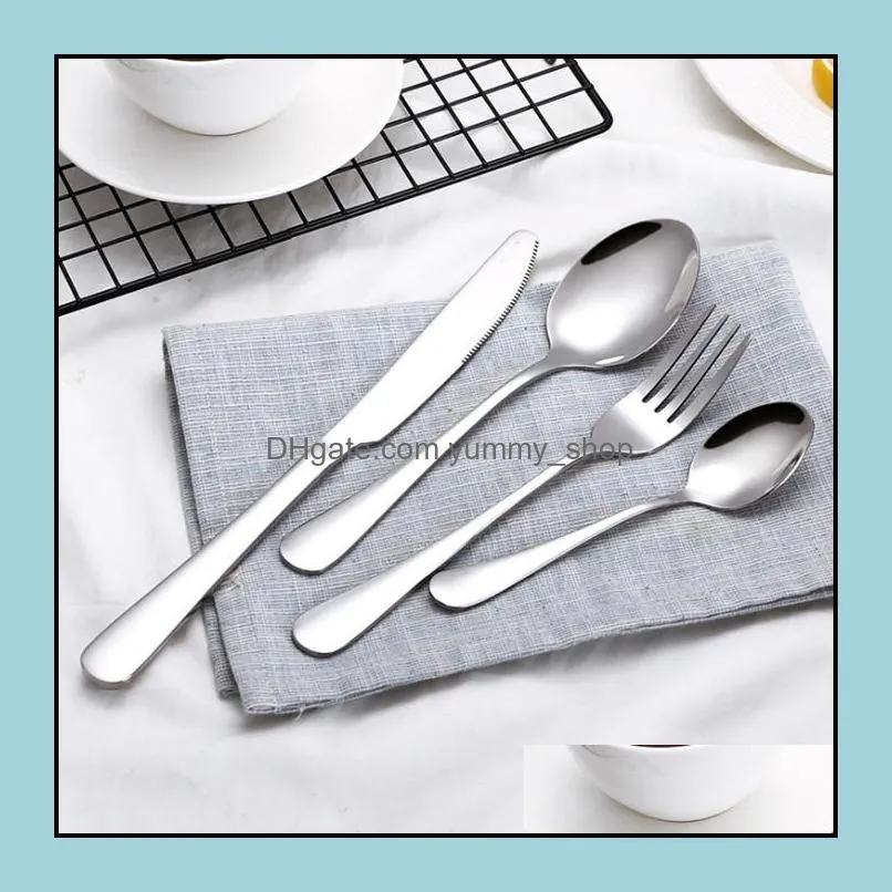 stainless steel cutlery silver plated dinnerware knife fork spoon kit creative color western steak flatware sets kitchen tools