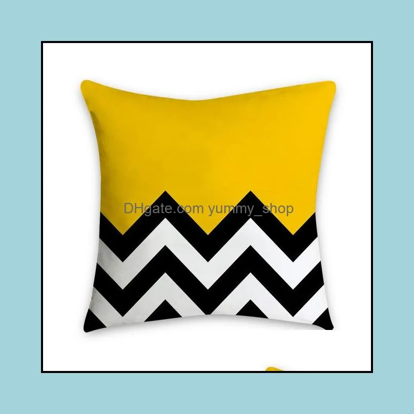 pillow case 45x45cm yellow striped pillowcase geometric throw cushion cover printing bedroom office wy1430