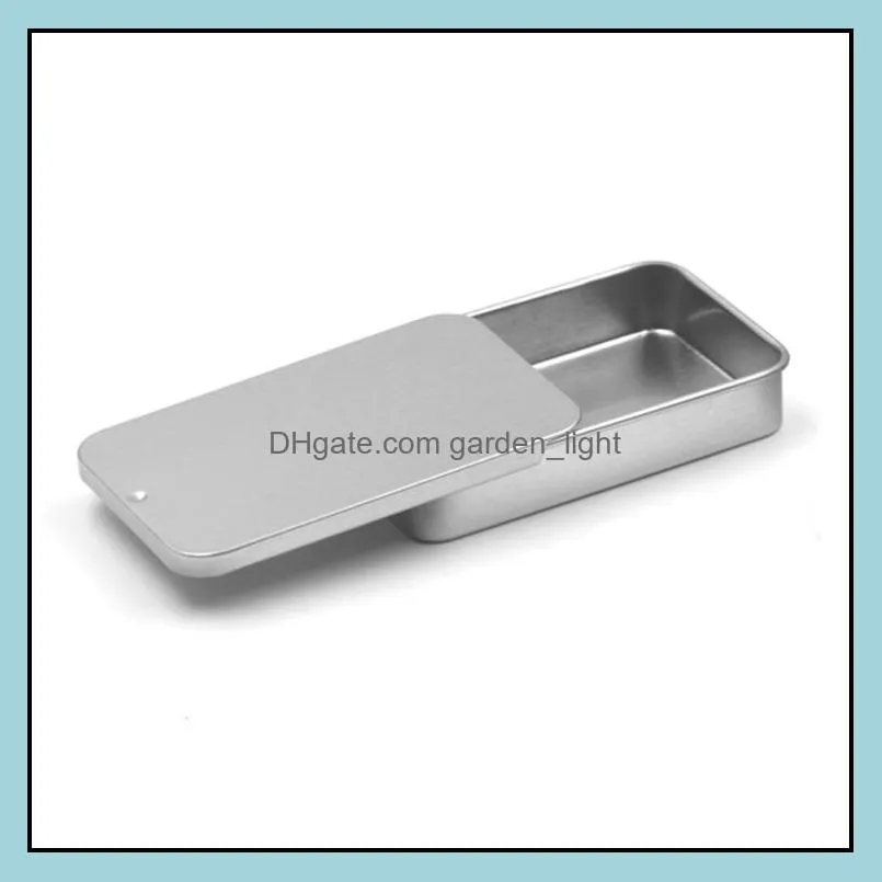 silver sliding tin box mint packing box food container boxes small metal case size 80x50x15mm sn4640