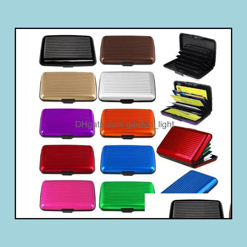 aluminum alloy mini briefcase card holders upscale stripe water resistant aluma wallet colorful card cover case sn644