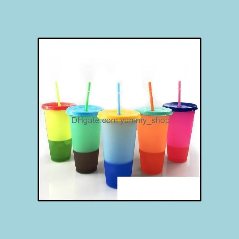 magic plastic drinking tumblers arrival color changing cups lid straw colorful coffee mugs thermo chromic cup colors change