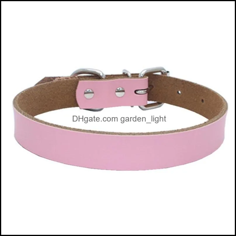 retail pet collars genuine leather plain pet dog puppy collar for small and medium dogs1 672 r2